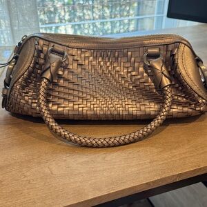 Vintage Cole Haan Woven Leather Shoulder Bag in Brown